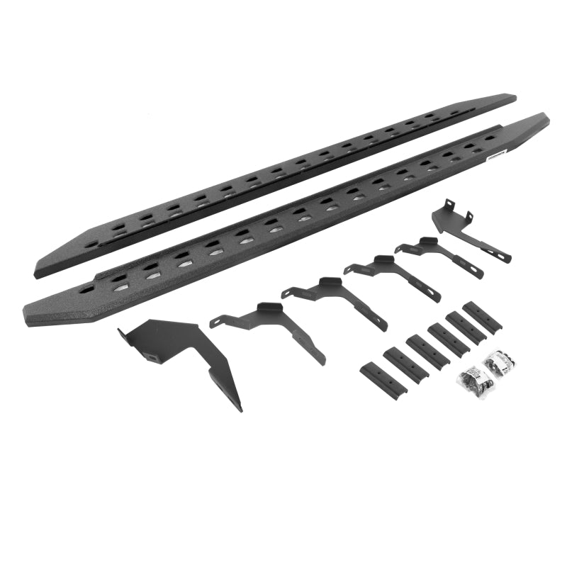 Go Rhino 19-22 Ford Ranger Crew Cab 4DR RB20 Slim Running Boards Kit (w/Brackets) - Bedliner Coating
