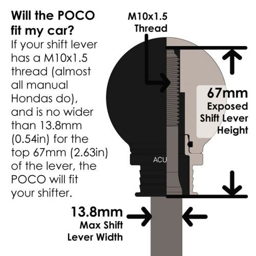 Acuity - POCO Insulated Low-Profile Shift Knob in Black (M10X1.5)