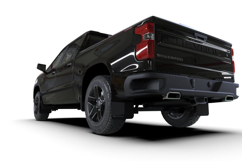 Rally Armor 19-26 Gen 4 Chevy Silverado 1500 Black UR Mud Flap Metallic Black Logo