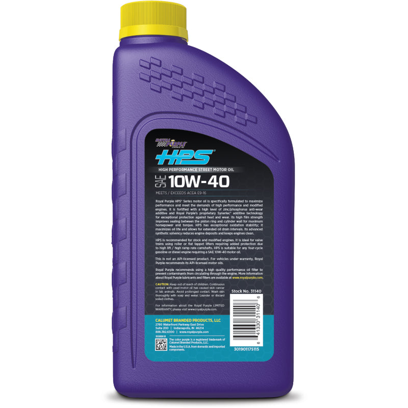 Royal Purple HPS Synthetic High Performance Street 10W40 Motor Oil - 1 Quart