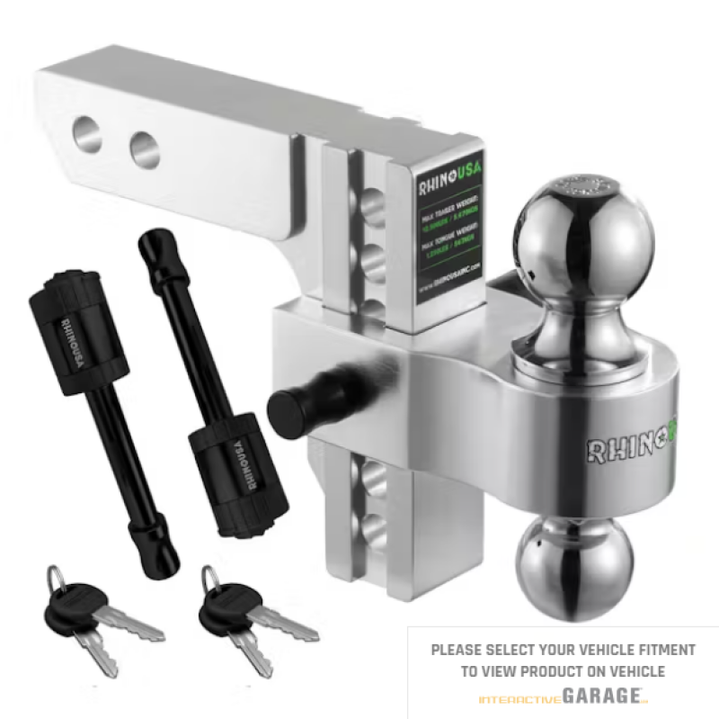 Rhino USA 8In Heavy Duty Drop Hitch - 2.5In (Silver)