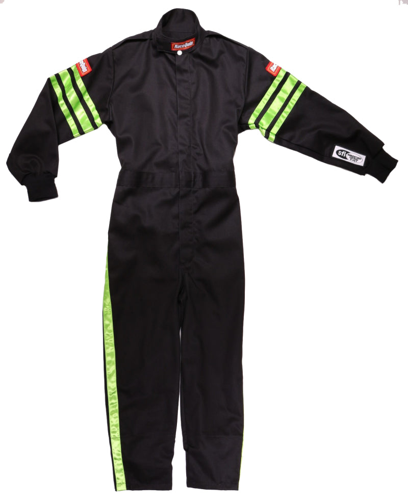 RaceQuip Green Trim SFI-1 JR. Suit - Kids XL