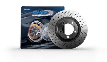 SHW 00-04 Porsche Boxster Roadster S 3.2L Rear Cross-Drilled Monobloc Brake Rotor (98635240301)