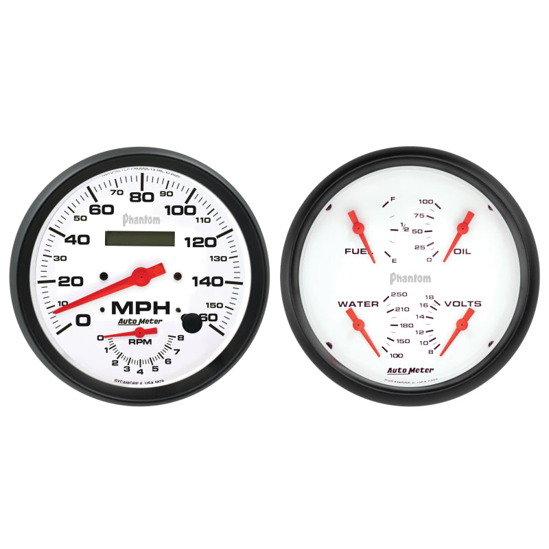 Autometer Phantom 2pc Gauge Kit Quad & Tach/Speedo 5in.
