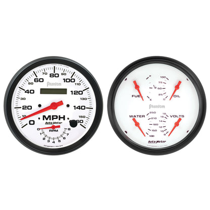 Autometer Phantom 2pc Gauge Kit Quad & Tach/Speedo 5in.