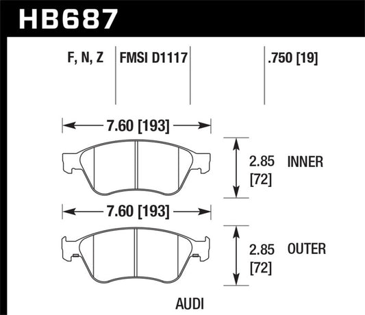 Hawk 09-11 Audi S6 Base 5.2L HPS 5.0 Street Brake Pads - Front
