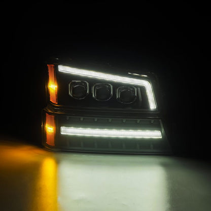 AlphaRex 03-06 Chevy Silverado 1500/2500HD/3500HD/Avalanche Black NOVA LED Proj Headlights