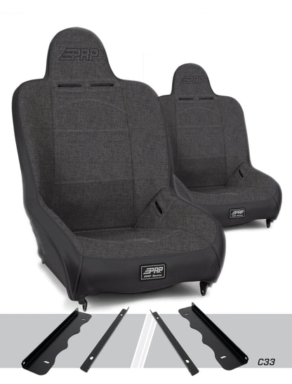 PRP Premier High Back Suspension Seats Kit for 95-01 Jeep Cherokee XJ (Pair) - Gray