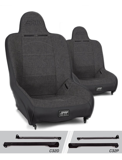 PRP Jeep Wrangler CJ7/YJ Premier High Back Suspension Seats Kit (Pair) - Gray