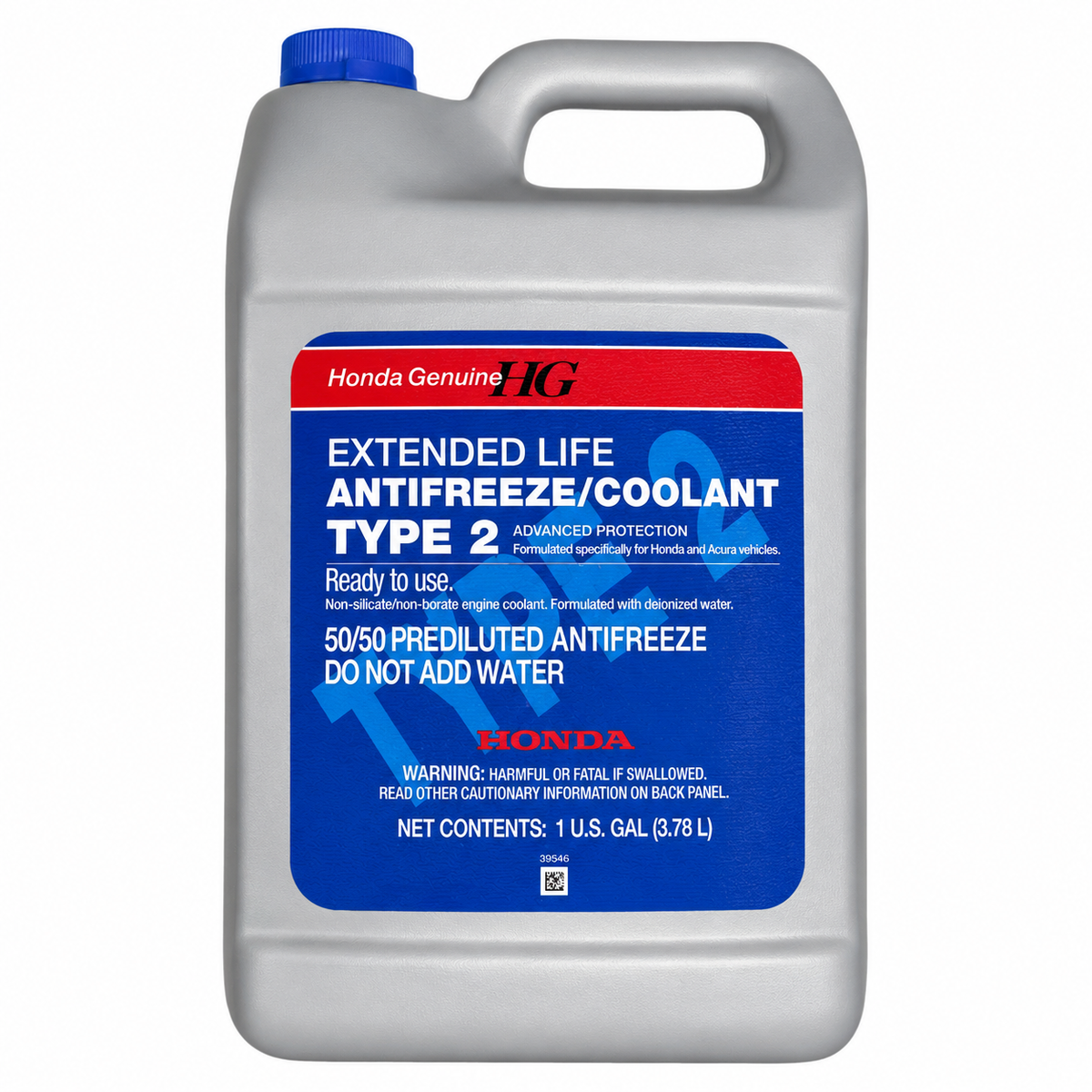 Honda - Genuine Honda Type 2 Antifreeze/Coolant | Pre-Mixed Blue 1 Gallon | 08CLA-P99-0F0A8