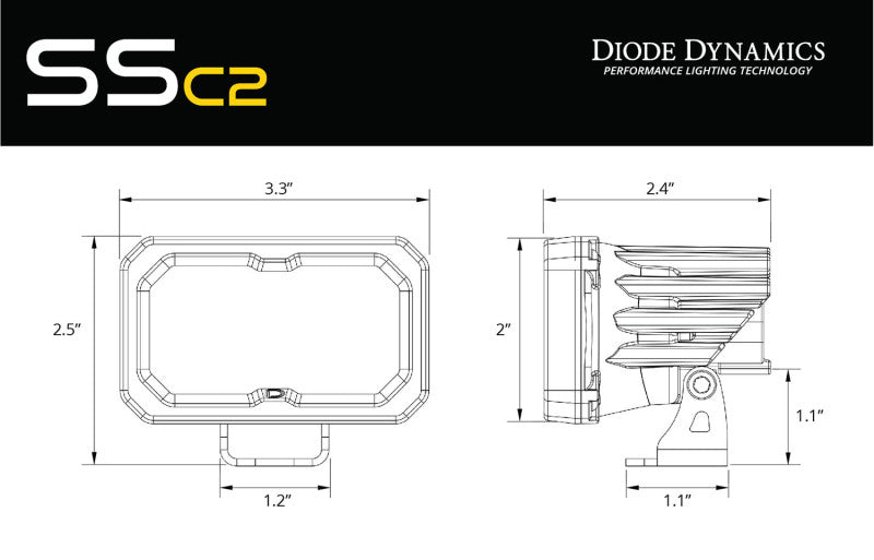 Diode Dynamics Stage Series 1 1/2 In Roll Bar Chase Light Kit SSC2 Pro - Yellow (Pair)