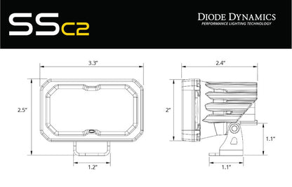 Diode Dynamics Stage Series 1 3/4 In Roll Bar Chase Light Kit SSC2 Sport - Yellow (Pair)