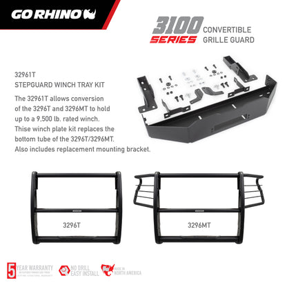 Go Rhino 18-20 Ford F-150 3100 Series StepGuard Winch Plate Kit (Req. 3296T or 3296MT) - Tex. Black