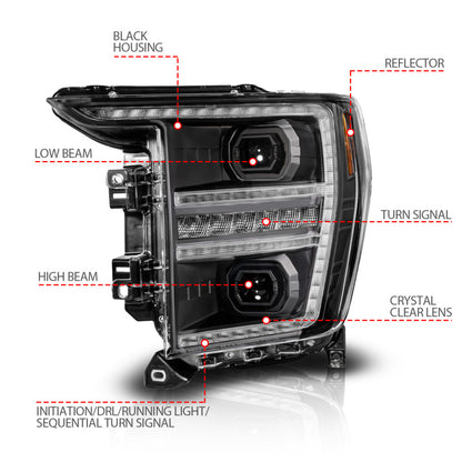 ANZO 21-23 Ford F150 LED Projector Headlight w/Switchback+Sequential - Black (Driver Side Only)