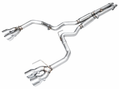 AWE 2024 Ford Mustang Dark Horse S650 RWD Track Edition Cat-Back Exhaust w/ Quad Chrome Silver Tips