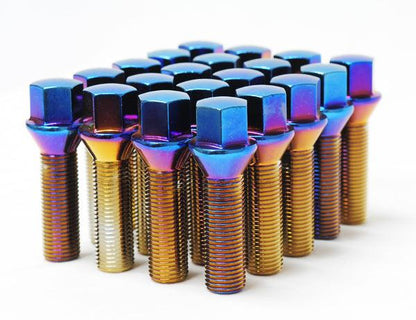 Wheel Mate Mevius Lug Bolt Set of 20 - Chrome Neon 14x1.50 40mm Cone 60 DEG TAP