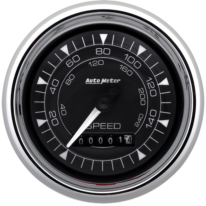 AutoMeter Chrono 3-3/8in 160MPH Electric Programmable Speedometer Gauge - Chrome