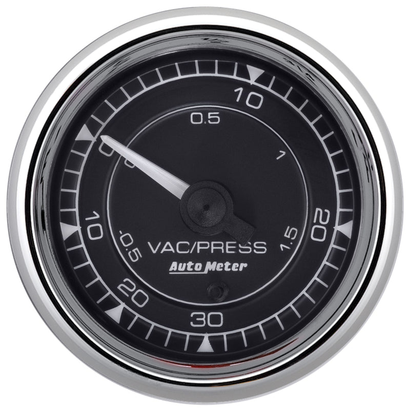 AutoMeter Chrono 2-1/16in 30in HG/30PSI Digital Stepper Motor Vacuum/Boost Gauge - Chrome