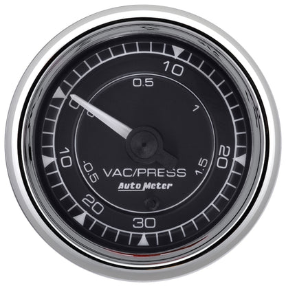 AutoMeter Chrono 2-1/16in 30in HG/30PSI Digital Stepper Motor Vacuum/Boost Gauge - Chrome