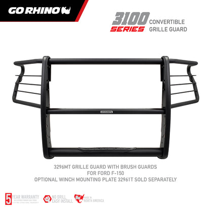 Go Rhino 18-20 Ford F-150 3100 Series StepGuard Center Grille + Brush Guard - Tex. Blk