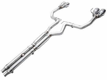 AWE 2024 Ford Mustang Dark Horse S650 RWD Track Edition Cat-Back Exhaust w/ Quad Chrome Silver Tips
