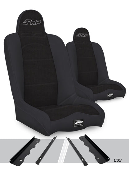 PRP 95-01 Jeep Cherokee XJ Daily Driver High Back Suspension Seats Kit (Pair) - Black