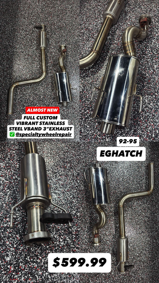 Tsm Used Parts Collection - Full Custom Vibrant 3” SS Vband Exhaust System 92-95 EG Hatch