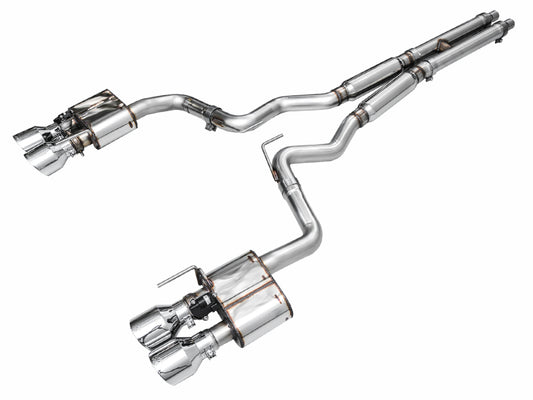 AWE 2024 Ford Mustang Dark Horse S650 RWD SwitchPath Cat-Back Exhaust w/ Quad Chrome Silver Tips