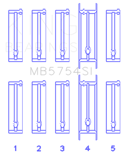 King Engine Bearings Chevrolet 121Ci/Ln2 134Ci Fl O/S 010 (Size +0.50mm) Main Bearing Set