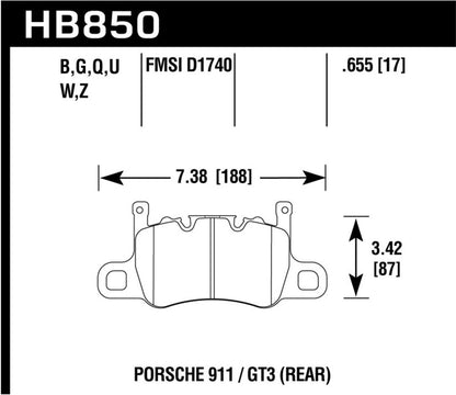 Hawk 14-17 Porsche 911 GT3 HP+ Street/Motorsports Crossover Rear Brake Pads