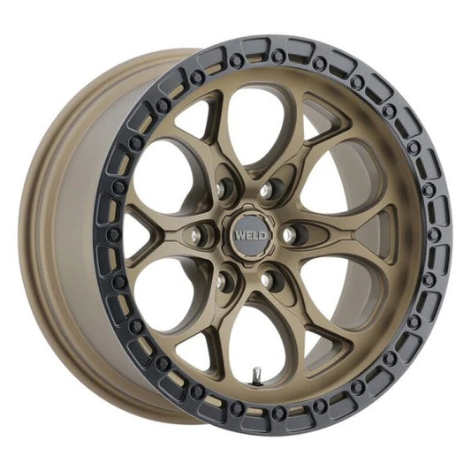 Weld W106 Ledge 6 17x9 / 6x139.7 BP / -12 Offset / 4.5 BS / 106.1 Bore Satin Bronze/Satin Black Ring