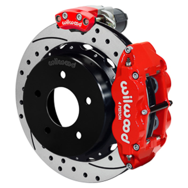 Wilwood 88-98 GM C1500 Superlite Rear Elec. Parking Brake Kit 14in SRP Rotor 3.25in Offset - Red