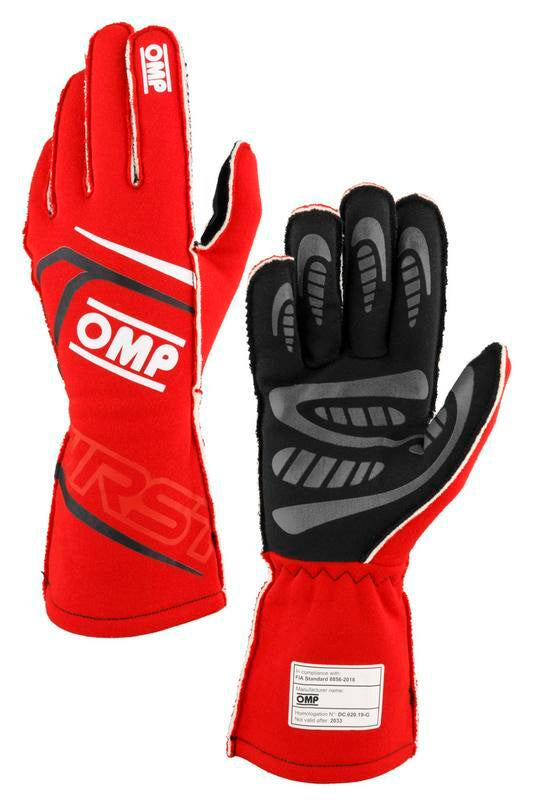 OMP FIRST GLOVES FIA 8856-2018 MY2025 NAVY BLUE / CYAN SZ L