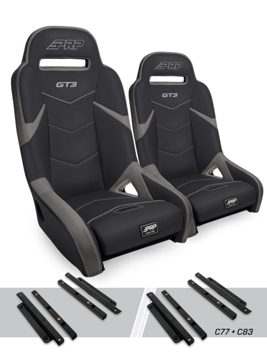 PRP Polaris General GT3 Suspension Seats Kit (Pair) - Black & Gray