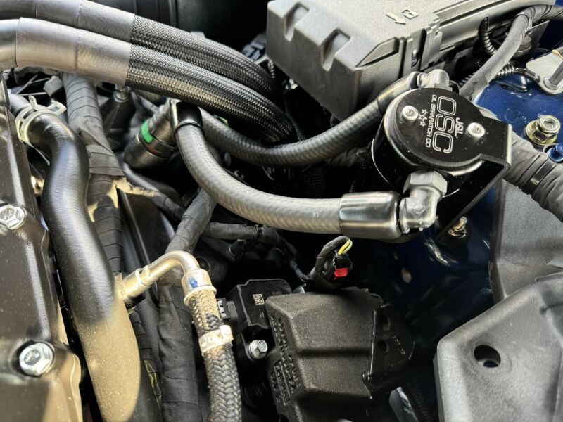 J&L 24-25 Ford Mustang GT w/ Whipple Supercharger Oil Separator 3.0 PCV Side - Black Anodized