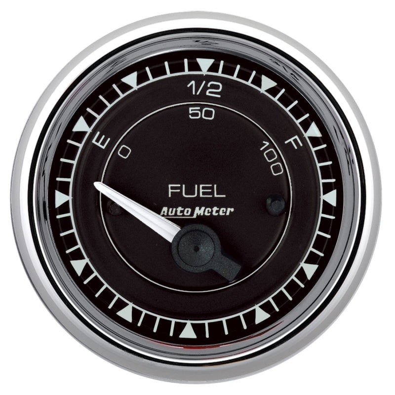 AutoMeter Chrono 2-1/16in 0E 0-90 Ohm Electric Fuel Level Gauge - Chrome