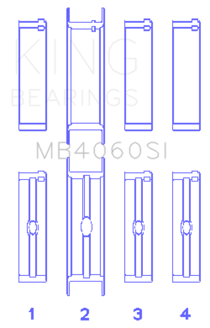King Engine Bearings Chrysler Caravan 201Ci V6 Ohv (Size +0.50mm) Main Bearing Set