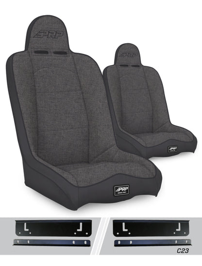PRP Jeep Wrangler CJ7/YJ Daily Driver High Back Suspension Seats Kit (Pair) - Gray