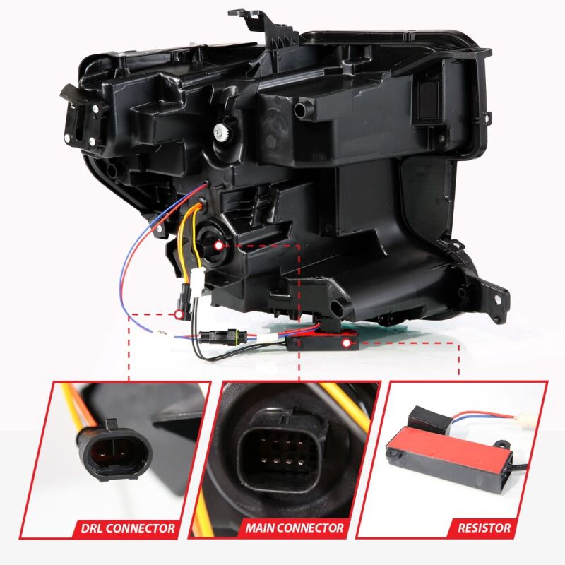 ANZO 19-21 GMC Sierra 1500 LED Projector Headlight w/Switchback+Sequential - Black