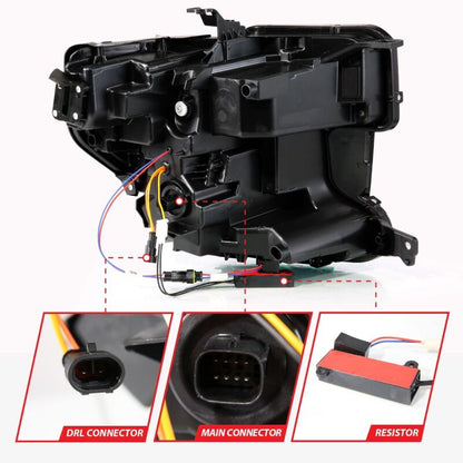 ANZO 19-21 GMC Sierra 1500 LED Projector Headlight w/Switchback+Sequential - Black