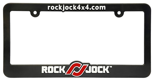 RockJock License Plate Frame Black Plastic w/ Red and White