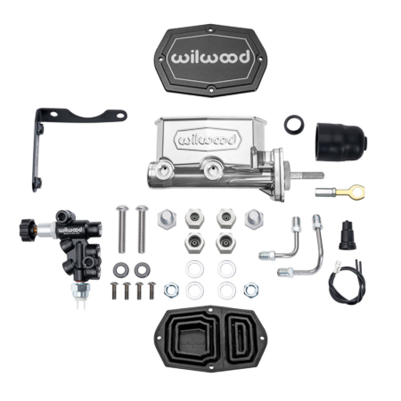Wilwood MOPAR Compact Tandem M/C Kit w/ P-Valve & Pushrod 1in Bore - Chrome Powdercoat
