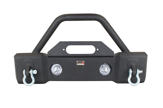 Fishbone Offroad 07-18 Jeep Wrangler JK Stubby Bumper W/Tube Guard - Black Textured Powdercoated