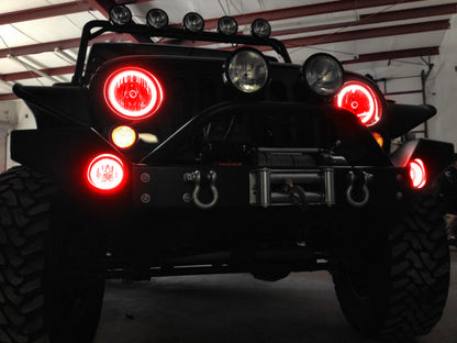 Oracle 07-17 Jeep Wrangler Surface Mount LED Headlight Halo Kit - Red