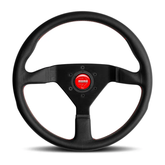 MOMO - Montecarlo Steering Wheel 350 mm - Black Leather/Red Stitch/Black Spokes