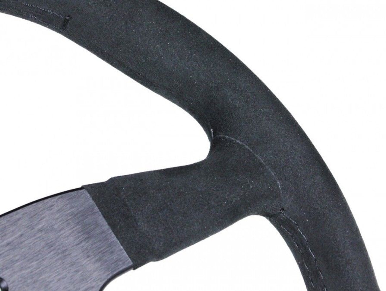 Momo Montecarlo Alcantara Steering Wheel 350 mm - Black/Black Stitch/Black Spokes