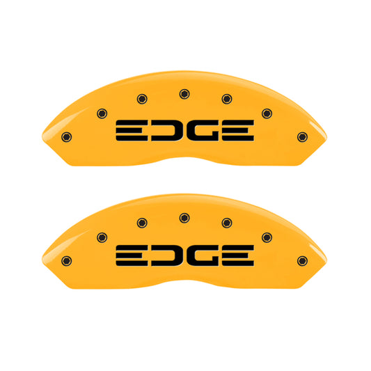 MGP 4 Caliper Covers Engraved Front & Rear Edge Yellow Finish Black Char 2008 Ford Edge