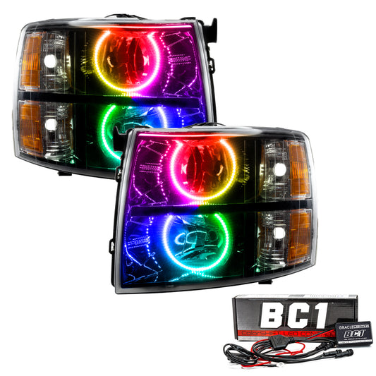 Oracle 07-13 Chevy Silverado SMD HL - Blk - Round Style - ColorSHIFT w/ BC1 Controller