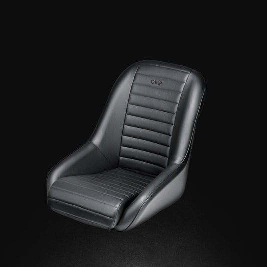 OMP Silverstone Series New Vintage Seats w/ Steel Frame/Imitation Leather - Black