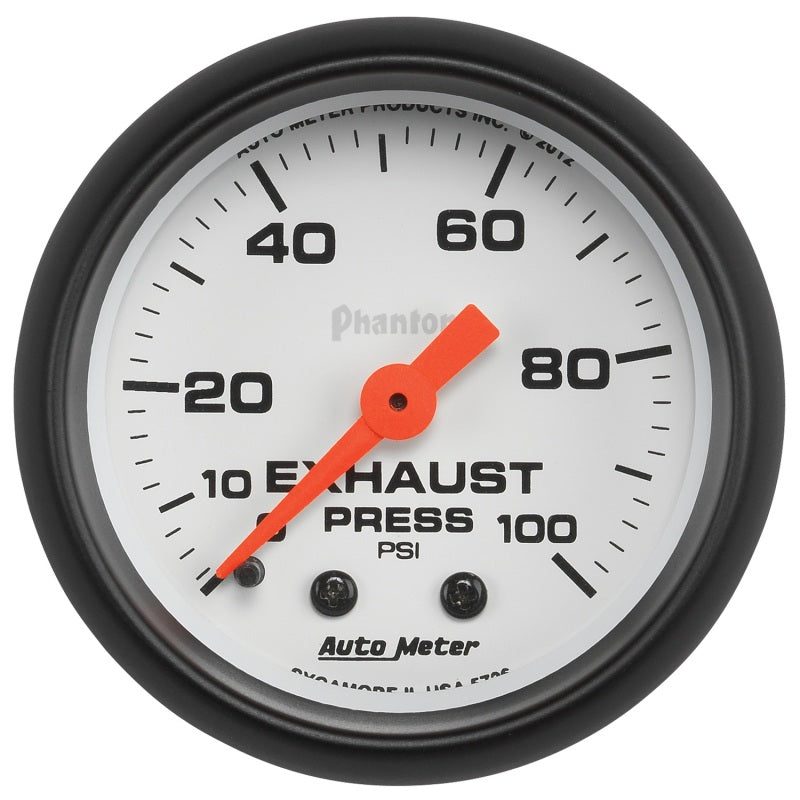 Autometer Phantom 2-1/16in 0-100 PSI Mechanical Exhaust (Drive) Pressure Gauge